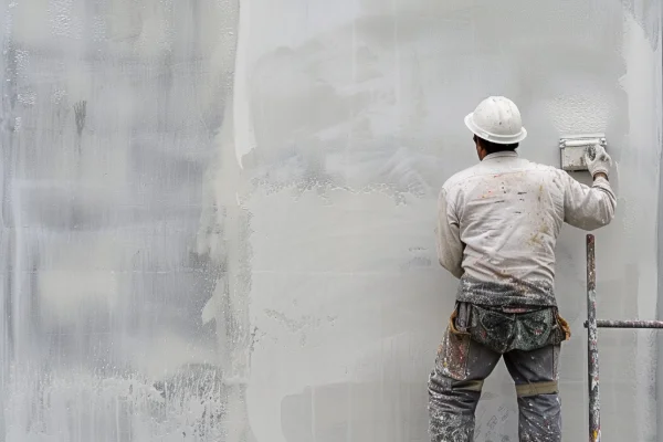 Professionnel qui prépare un mur avant de le repeindre