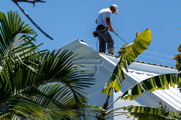 Professionnel qui travaille sur un toit